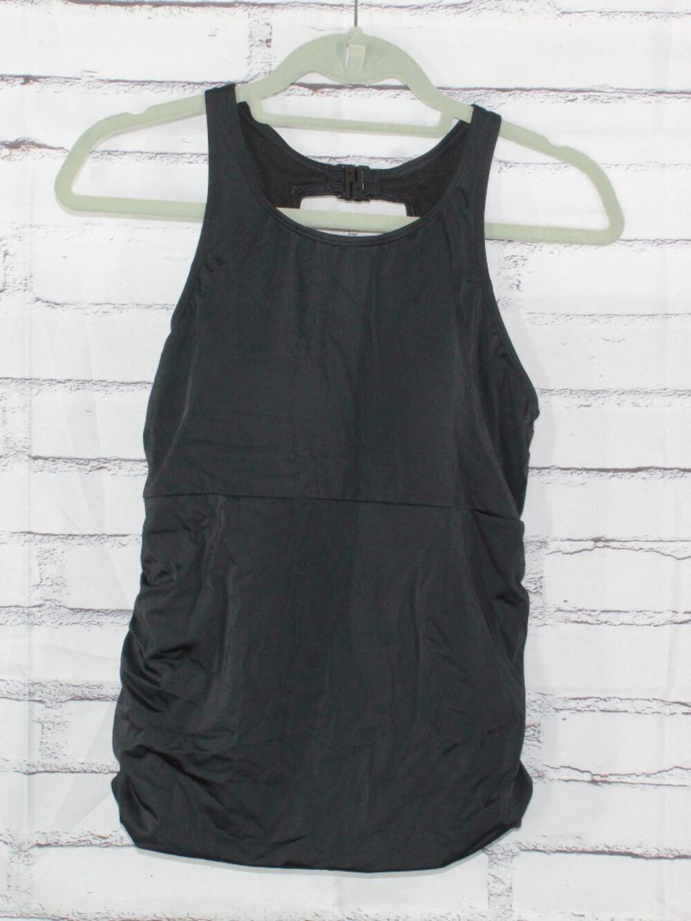LL Bean Beansport UPF 50+ Black High Neck Tankini Top Pool Beach Summer Size 8